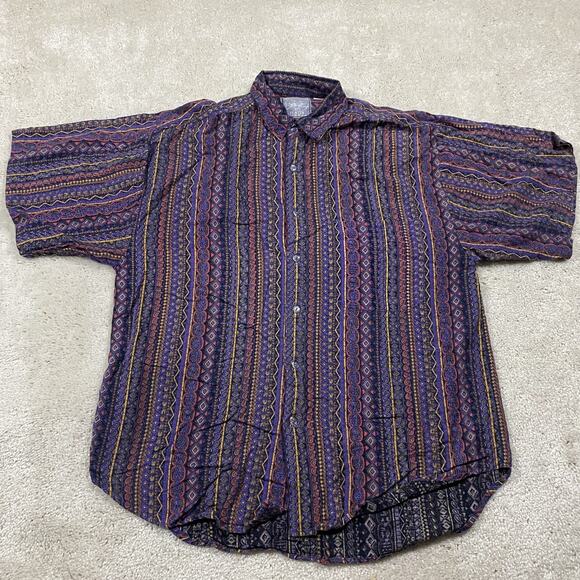 VTG Blazer Firenze Shirt Mens L Geometric Pattern Boho 90s Grunge Party Retro - Picture 1 of 7